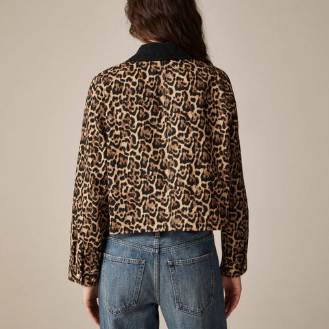Short Barn Jacket™ in leopard cotton canvas