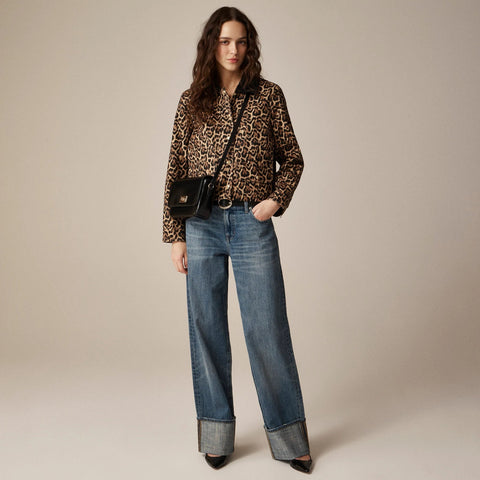 Short Barn Jacket™ in leopard cotton canvas