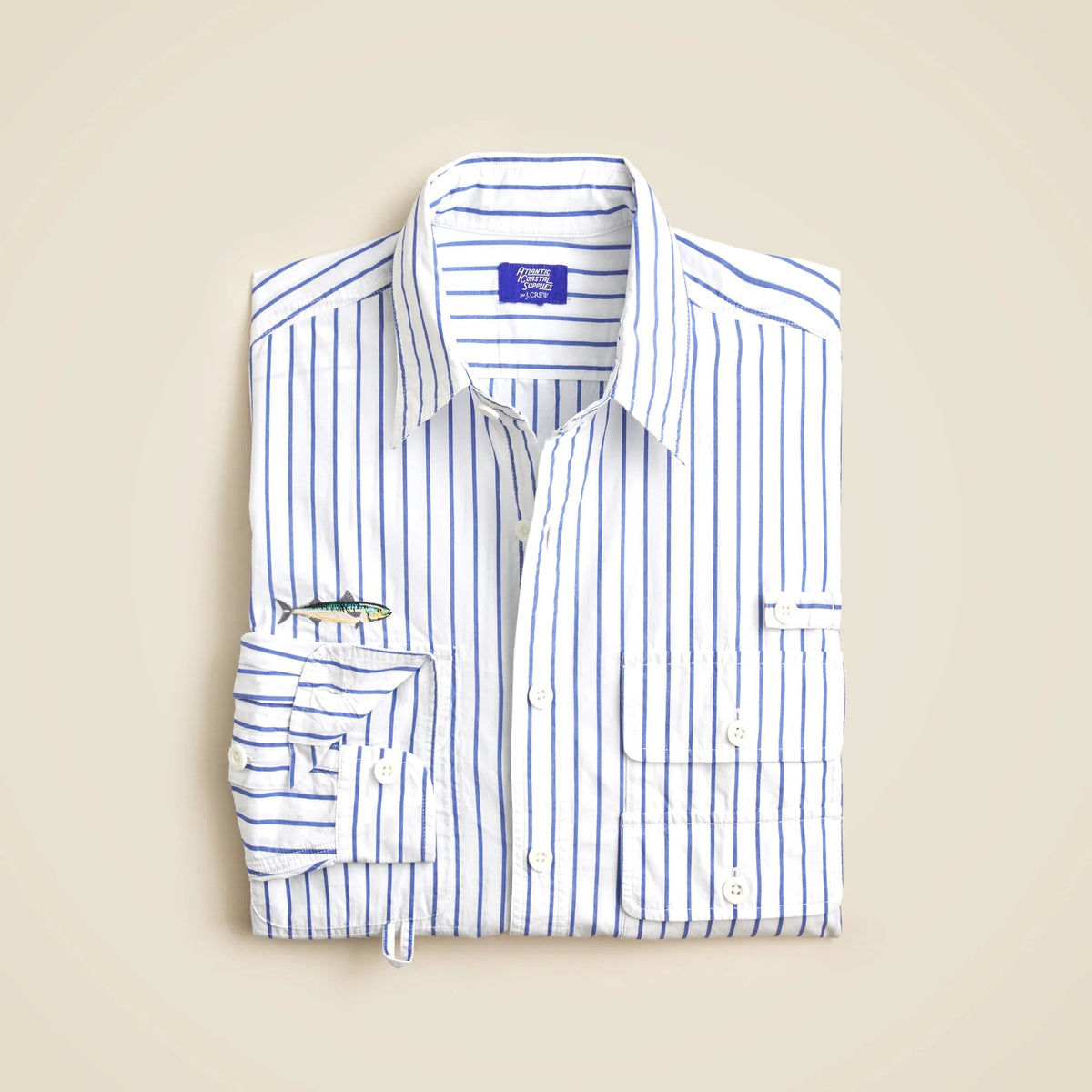 Atlantic Coastal Supplies X J.Crew cotton poplin fishing shirt