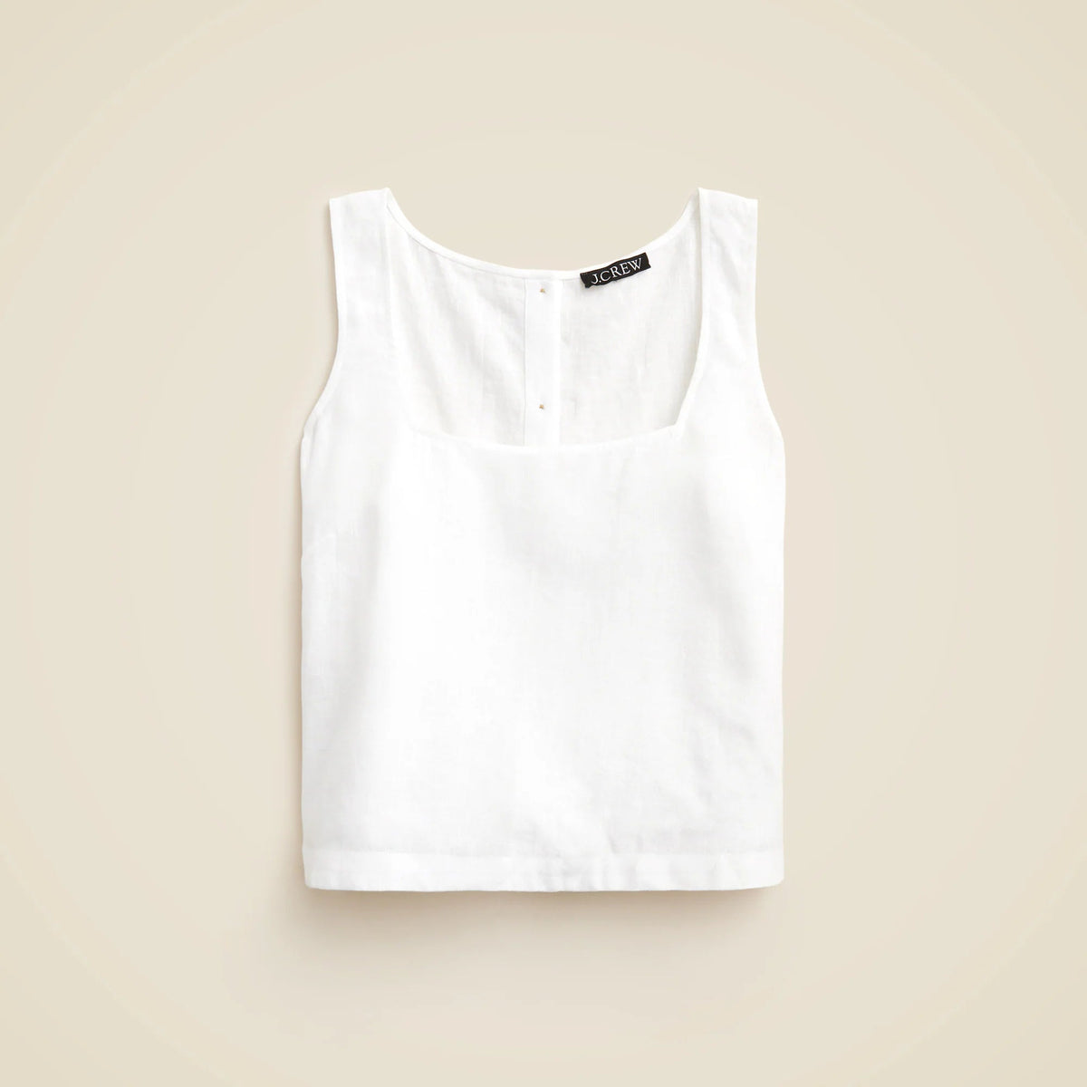 Squareneck button-back top in linen