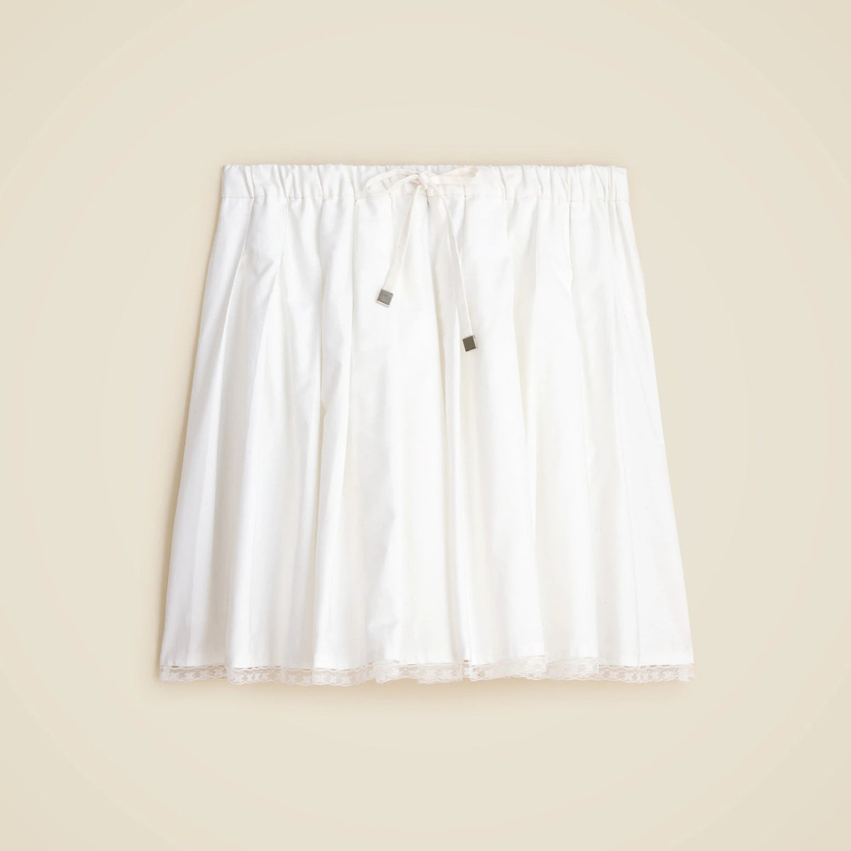 Pleated tie-waist mini skirt