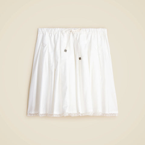 Pleated tie-waist mini skirt
