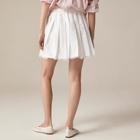 Pleated tie-waist mini skirt