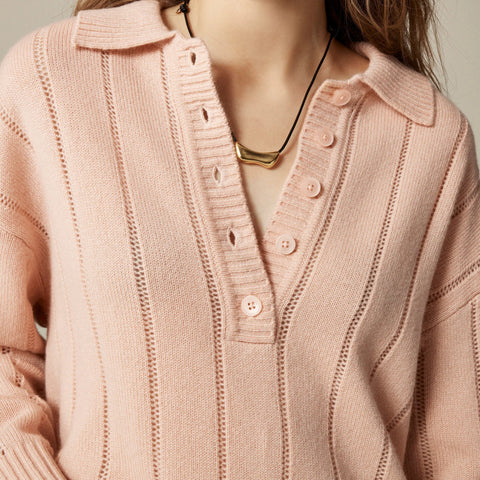 Cashmere pointelle sweater-polo