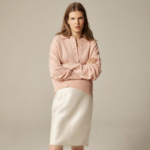 Cashmere pointelle sweater-polo