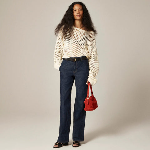 Pointelle boatneck sweater