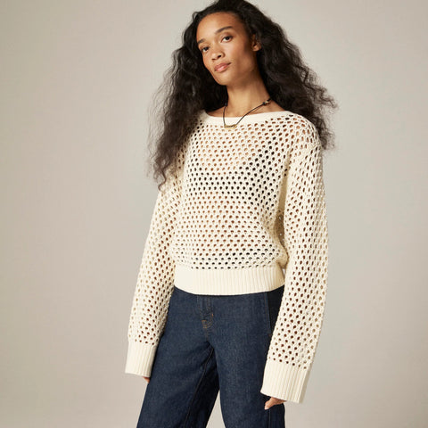 Pointelle boatneck sweater