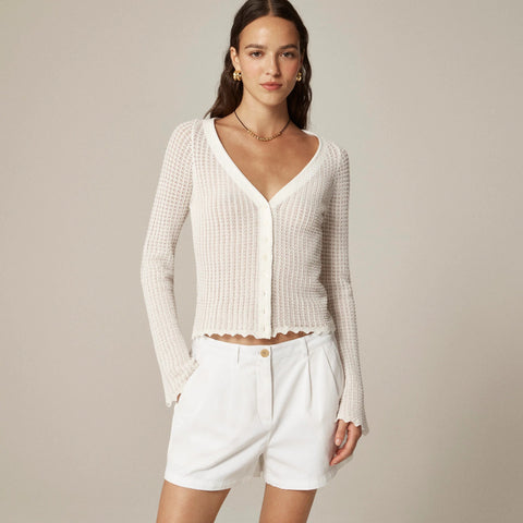 Scallop-trim cardigan top