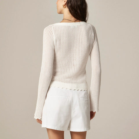 Scallop-trim cardigan top