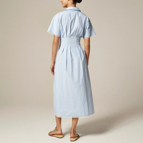 Wren lace-trim shirt-dress in stripe