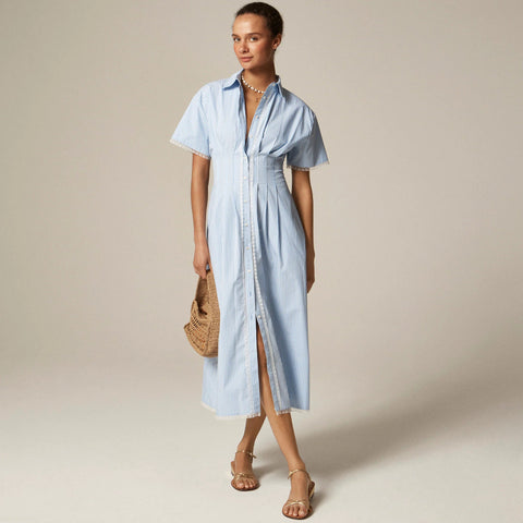 Wren lace-trim shirt-dress in stripe