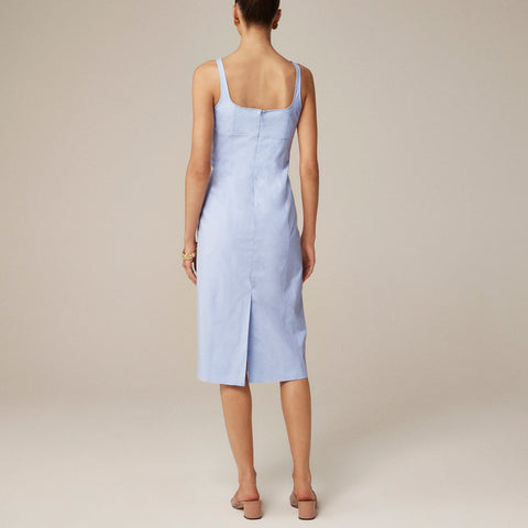 Squareneck seamed midi dress