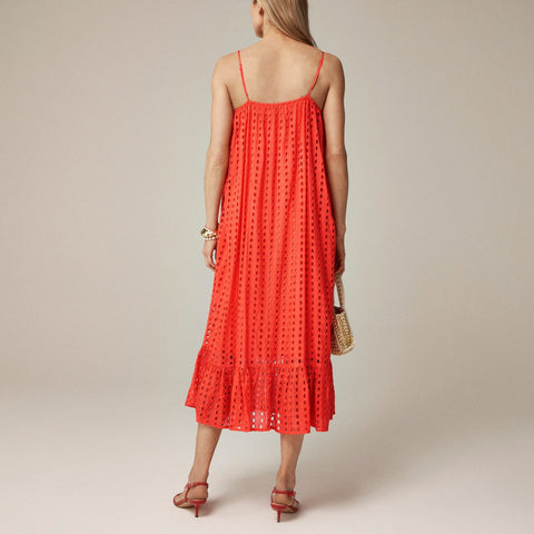 Oval eyelet midi dress