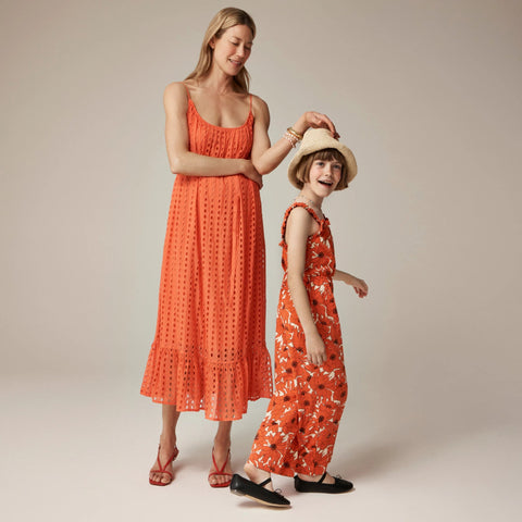 Oval eyelet midi dress