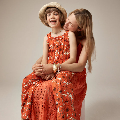 Oval eyelet midi dress