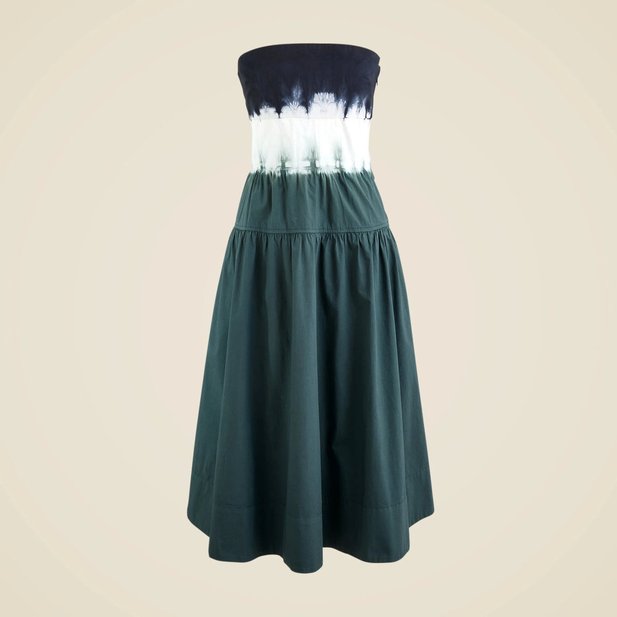Strapless drop-waist dress in dip-dye