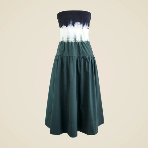 Strapless drop-waist dress in dip-dye