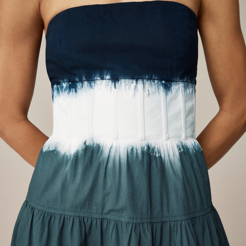 Strapless drop-waist dress in dip-dye