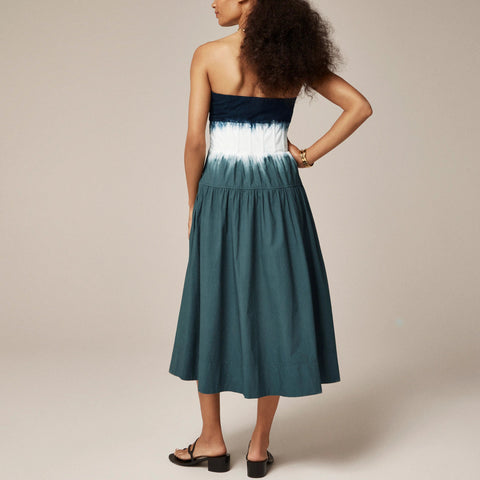 Strapless drop-waist dress in dip-dye