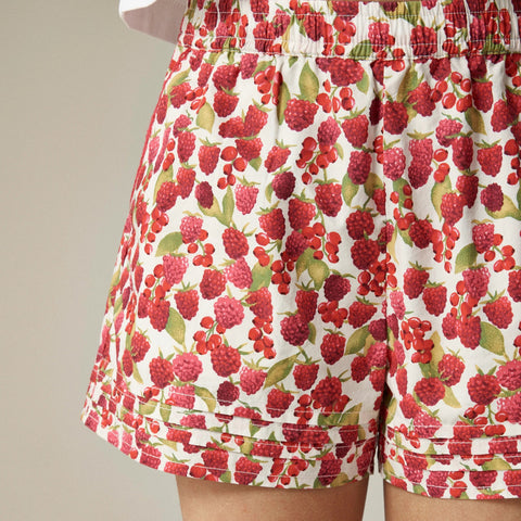 Girls' pintuck short in raspberry burst print