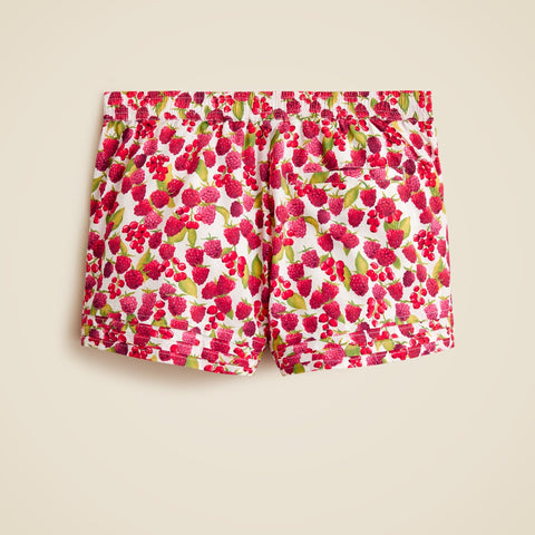 Girls' pintuck short in raspberry burst print