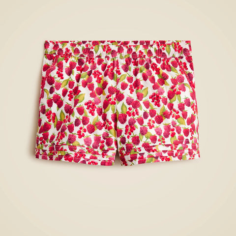 Girls' pintuck short in raspberry burst print