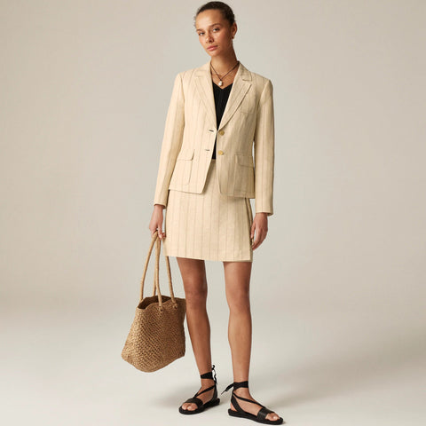 Wrap skirt in striped linen blend