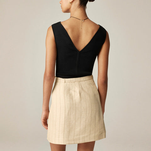 Wrap skirt in striped linen blend