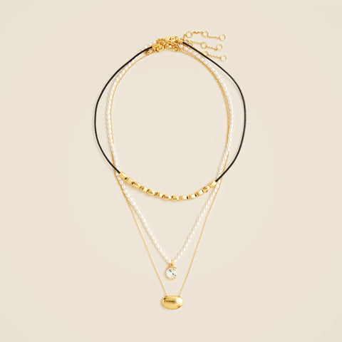 Beaded pendant necklaces set-of-three