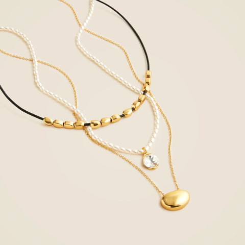 Beaded pendant necklaces set-of-three