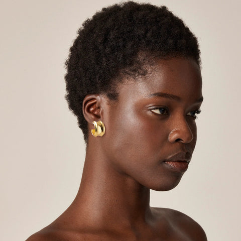 Small ridged hoop earrings