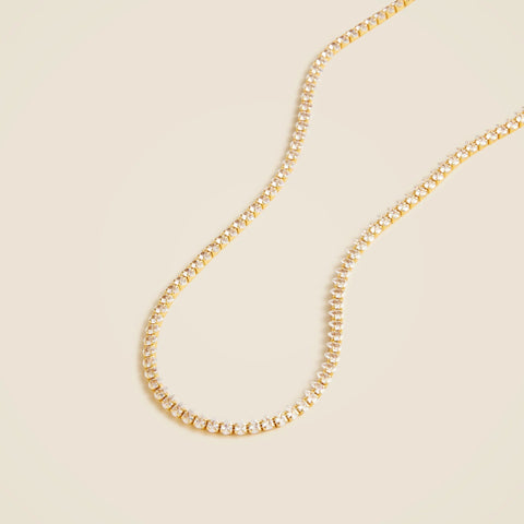 Teardrop cubic zirconia bezel-set tennis necklace