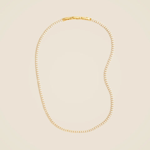 Teardrop cubic zirconia bezel-set tennis necklace