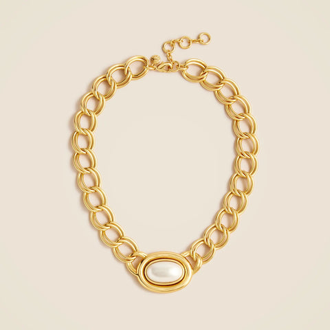 Layered chain pearl necklace