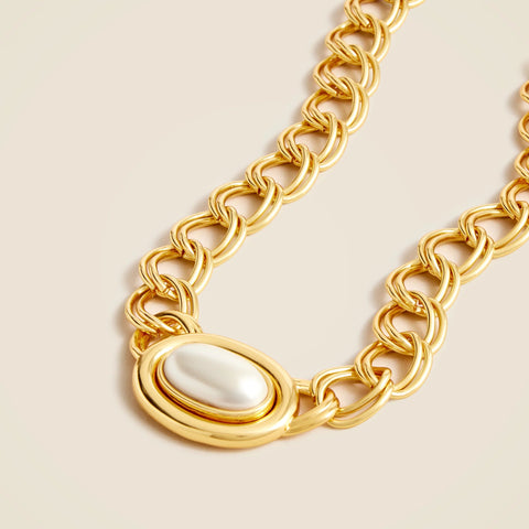 Layered chain pearl necklace