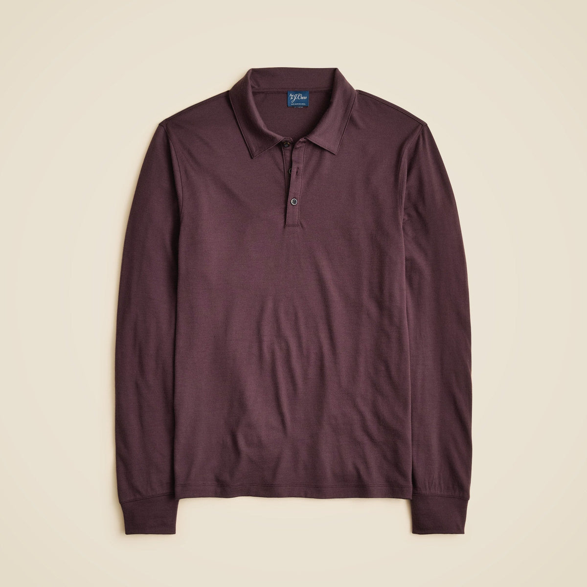 Long-sleeve merino wool polo shirt