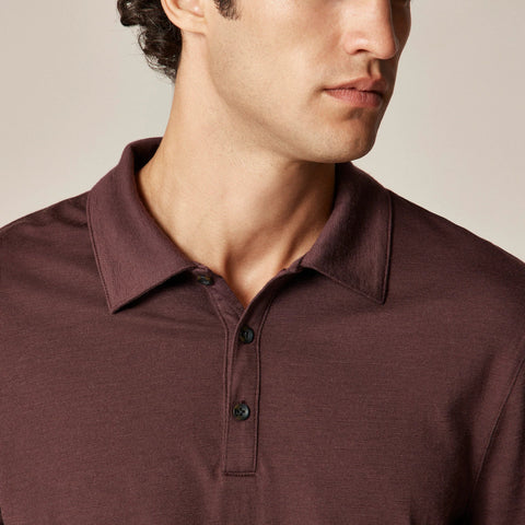 Long-sleeve merino wool polo shirt