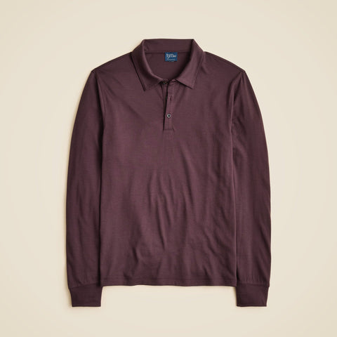 Long-sleeve merino wool polo shirt