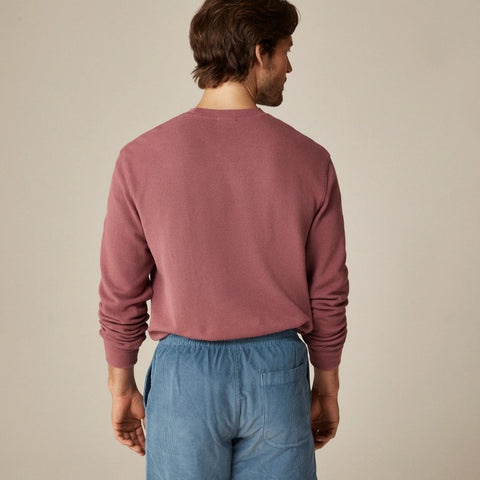 Long-sleeve macropiqué cotton T-shirt