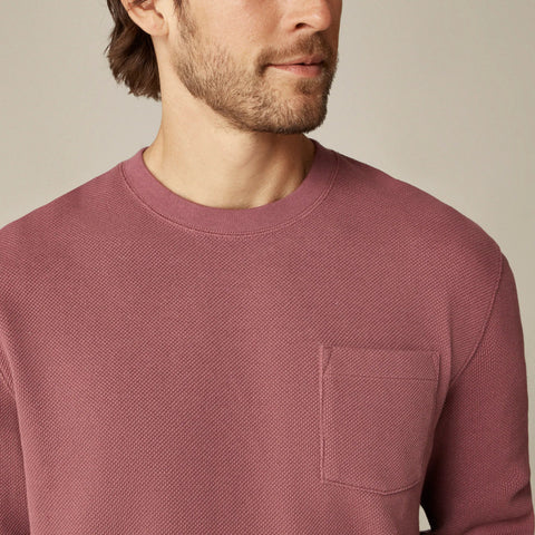 Long-sleeve macropiqué cotton T-shirt