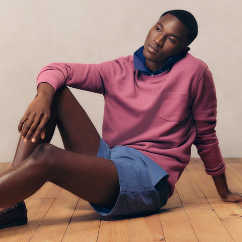 Long-sleeve macropiqué cotton T-shirt