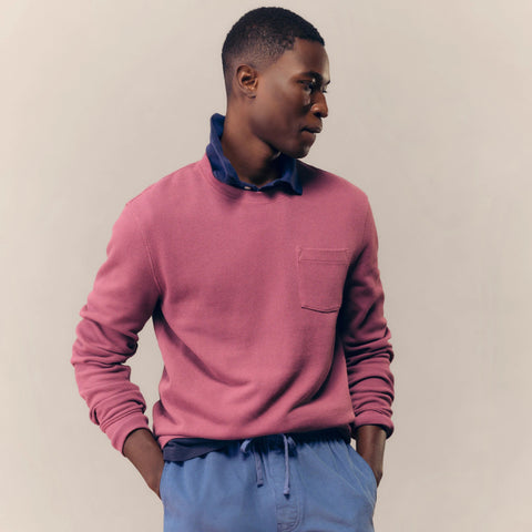 Long-sleeve macropiqué cotton T-shirt