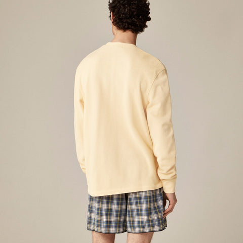 Long-sleeve macropiqué cotton T-shirt