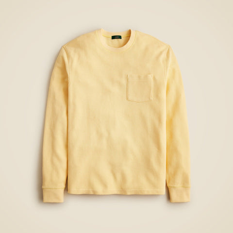 Long-sleeve macropiqué cotton T-shirt