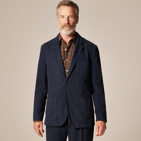 Relaxed-fit suit jacket in garment-dyed Italian cotton twill