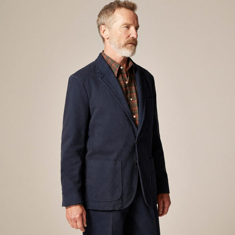 Relaxed-fit suit jacket in garment-dyed Italian cotton twill