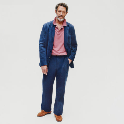 Relaxed-fit suit jacket in garment-dyed Italian cotton twill