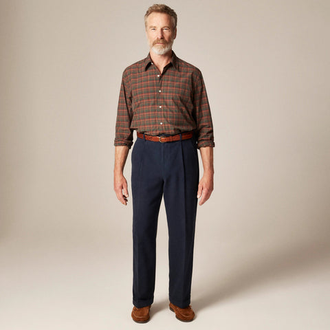 Relaxed-fit suit pant in garment-dyed Italian cotton twill