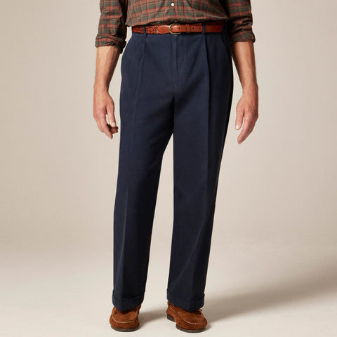 Relaxed-fit suit pant in garment-dyed Italian cotton twill