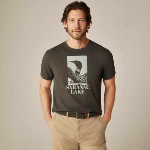 Vintage-wash cotton "Powder Day" graphic T-shirt